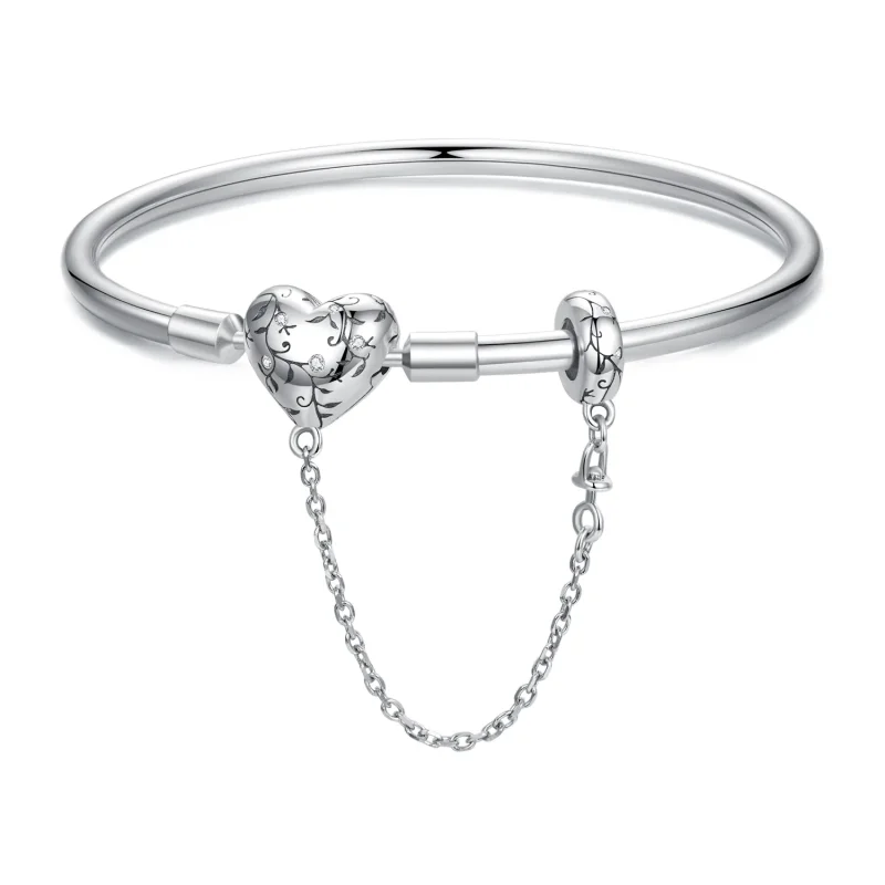 (kép) PANDORA stílusú vintage szív karkötő - SCB287