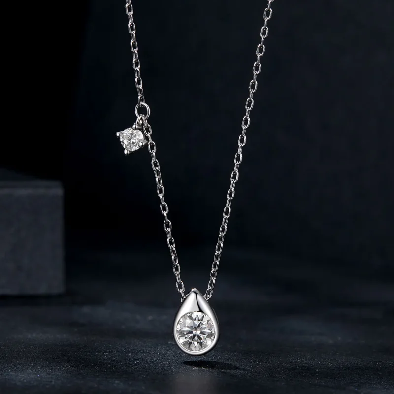 (kép) PANDORA Style 0,5 karátos moissanite csepp nyaklánc (egy tanúsítvánnyal) - MSN03 - Megtekintés 3