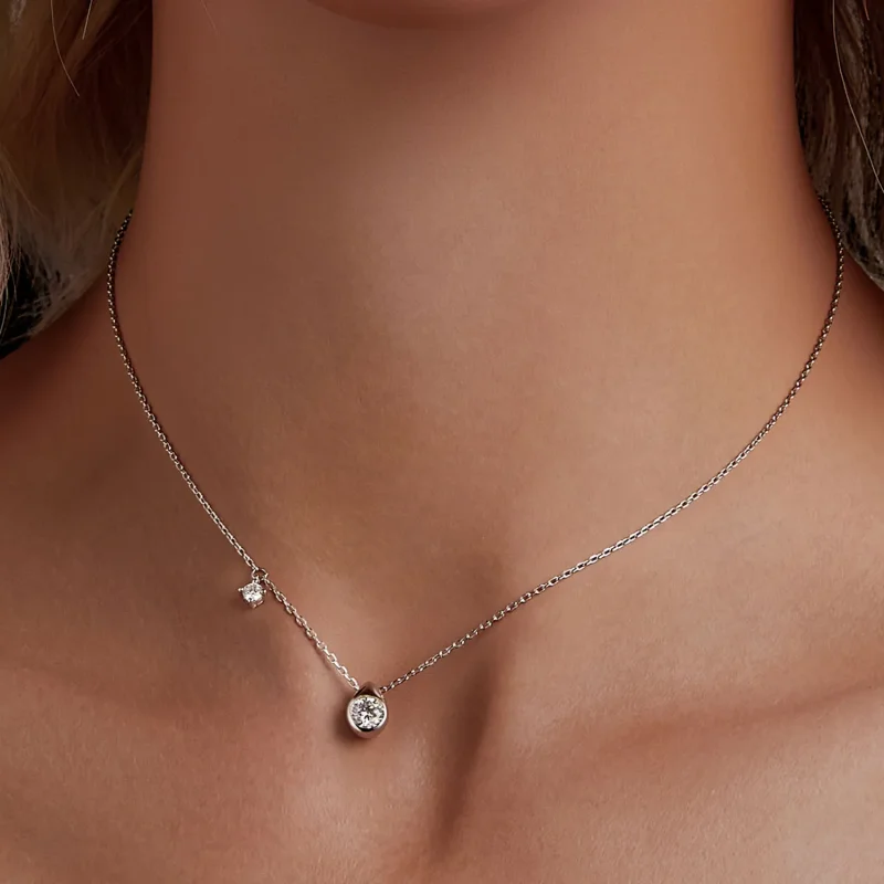 (kép) PANDORA Style 0,5 karátos moissanite csepp nyaklánc (egy tanúsítvánnyal) - MSN03 - Megtekintés 5