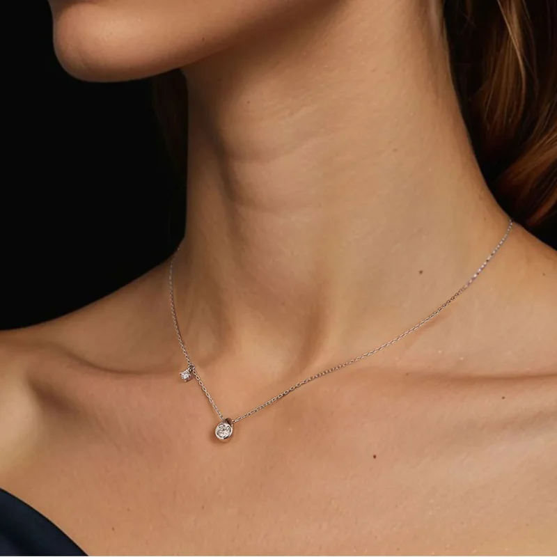 (kép) PANDORA Style 0,5 karátos moissanite csepp nyaklánc (egy tanúsítvánnyal) - MSN03 - Megtekintés 6