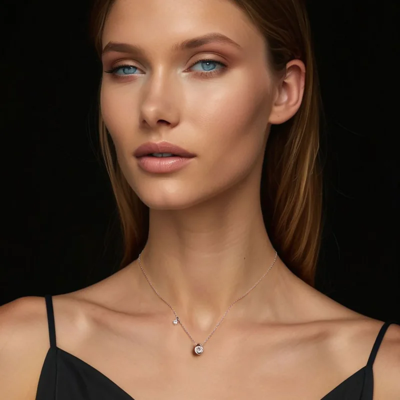 (kép) PANDORA Style 0,5 karátos moissanite csepp nyaklánc (egy tanúsítvánnyal) - MSN03 - Megtekintés 7