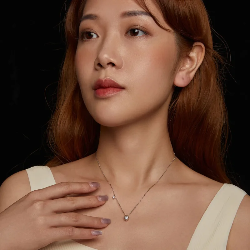 (kép) PANDORA Style 0,5 karátos moissanite csepp nyaklánc (egy tanúsítvánnyal) - MSN03 - Megtekintés 9