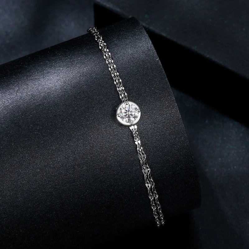 (kép) PANDORA Style 0,5 karátos moissanite dupla csempe karkötő (egy tanúsítvánnyal) - - Megtekintés 2