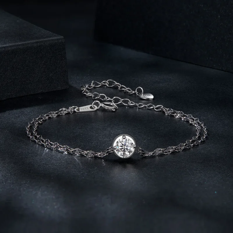 (kép) PANDORA Style 0,5 karátos moissanite dupla csempe karkötő (egy tanúsítvánnyal) - - Megtekintés 3