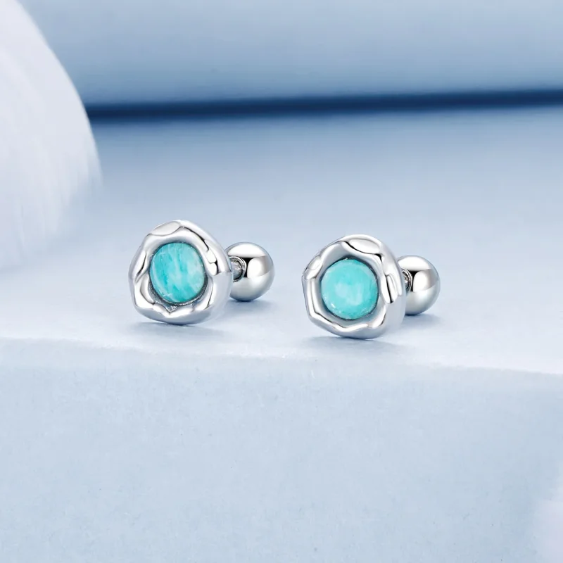 (kép) PANDORA Style Amazonite fülbevaló - BSE1056 - Megtekintés 2