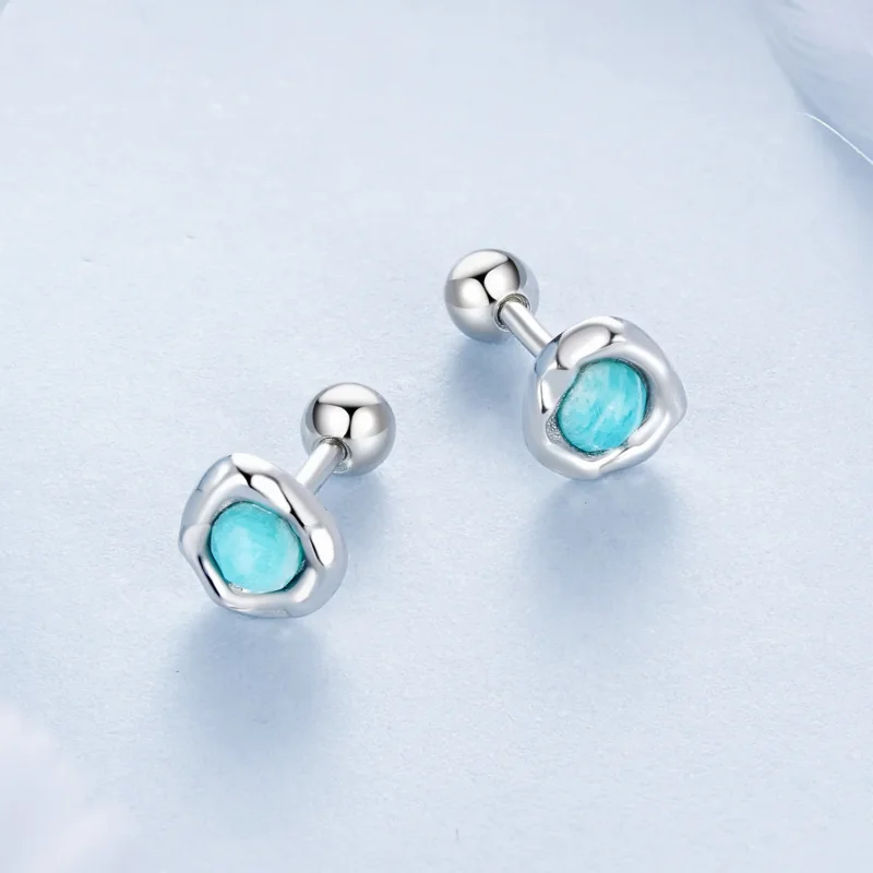 (kép) PANDORA Style Amazonite fülbevaló - BSE1056 - Megtekintés 3