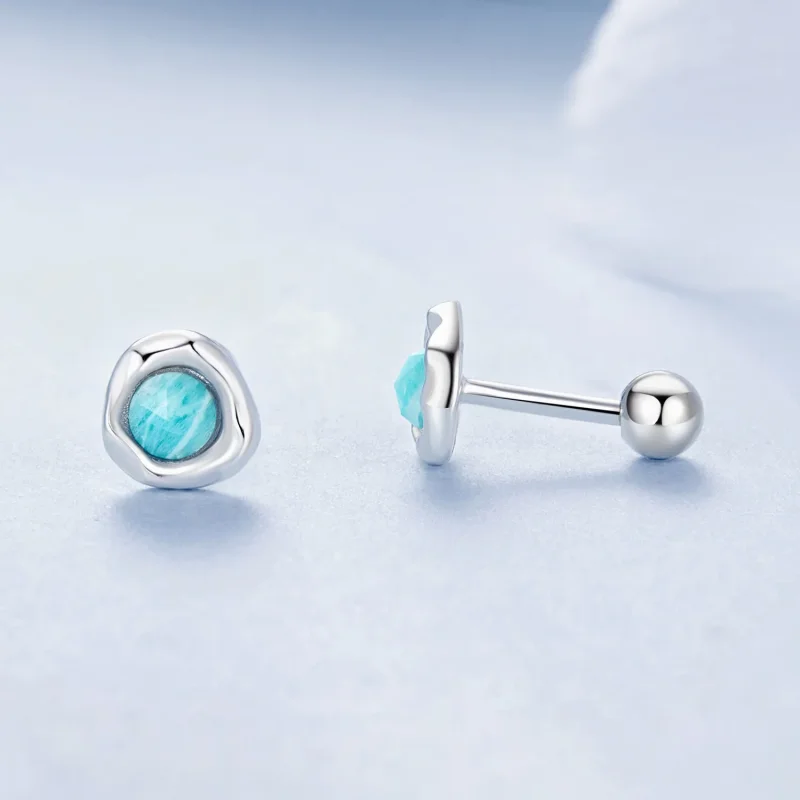 (kép) PANDORA Style Amazonite fülbevaló - BSE1056 - Megtekintés 4