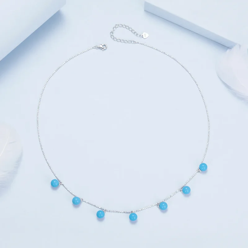 (kép) PANDORA Style Blue türkiz kulcscsont nyaklánc - BSN405 - Megtekintés 4
