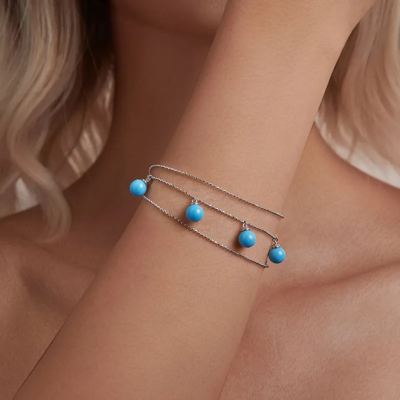 (kép) PANDORA Style Blue türkiz kulcscsont nyaklánc - BSN405 - Megtekintés 7