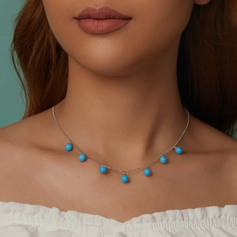 (kép) PANDORA Style Blue türkiz kulcscsont nyaklánc - BSN405 - Megtekintés 11