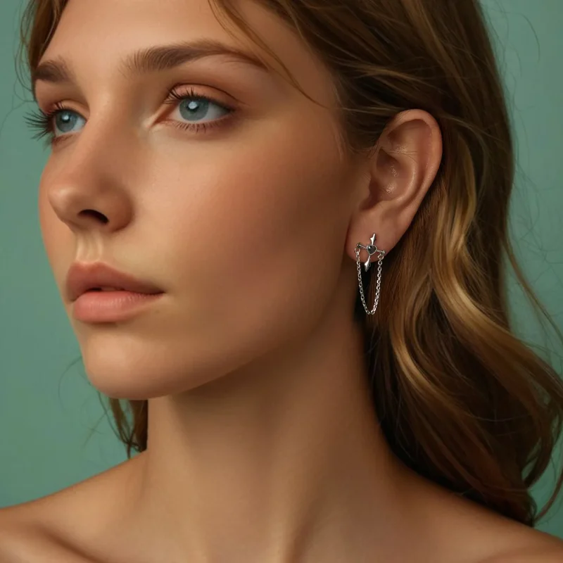 (kép) PANDORA Style Chain keresztfülbevaló - SCE1808 - Megtekintés 7