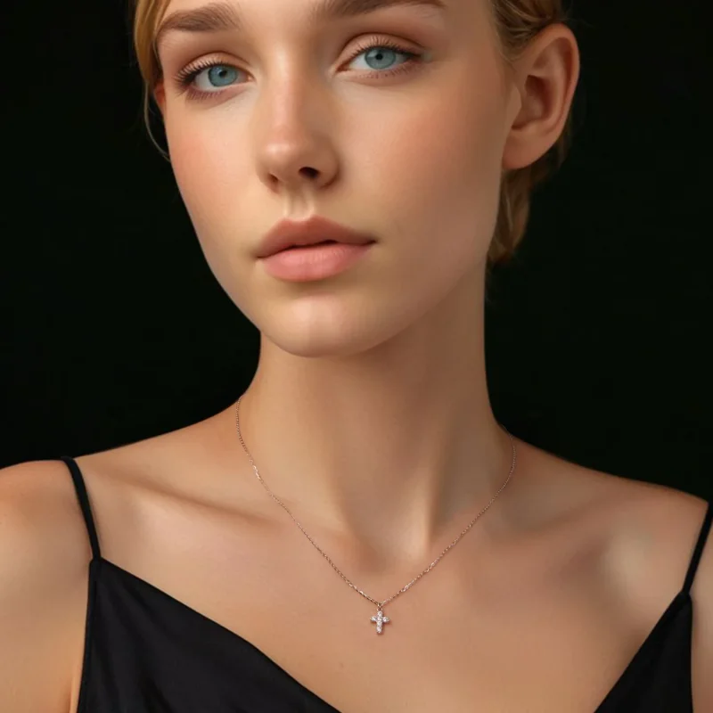 (kép) PANDORA Style Cross nyaklánc (egy tanúsítvánnyal) - MSN039 - Megtekintés 5