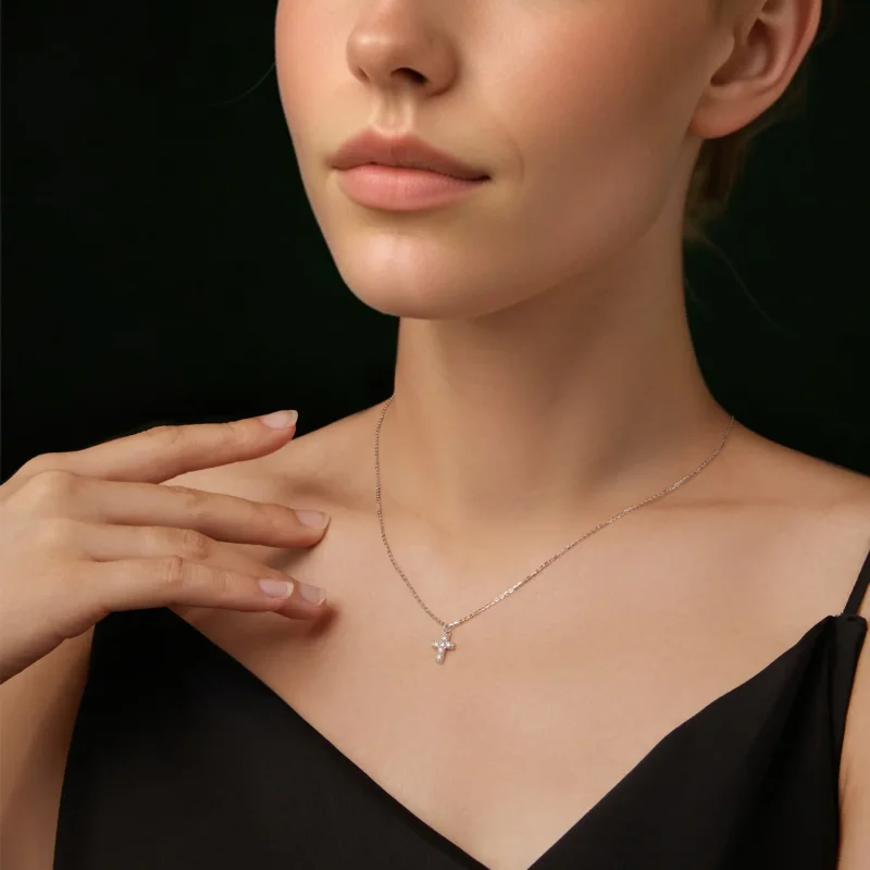 (kép) PANDORA Style Cross nyaklánc (egy tanúsítvánnyal) - MSN039 - Megtekintés 6