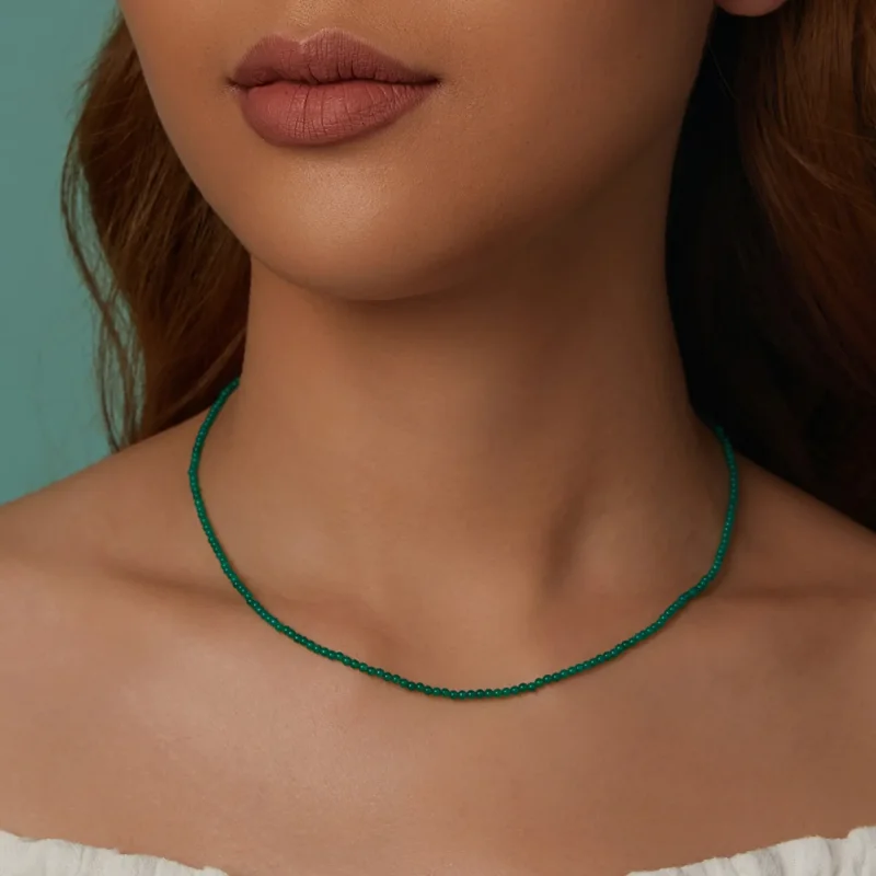(kép) PANDORA Style Green achát kulcscsont nyaklánc - BSN403 - Megtekintés 3