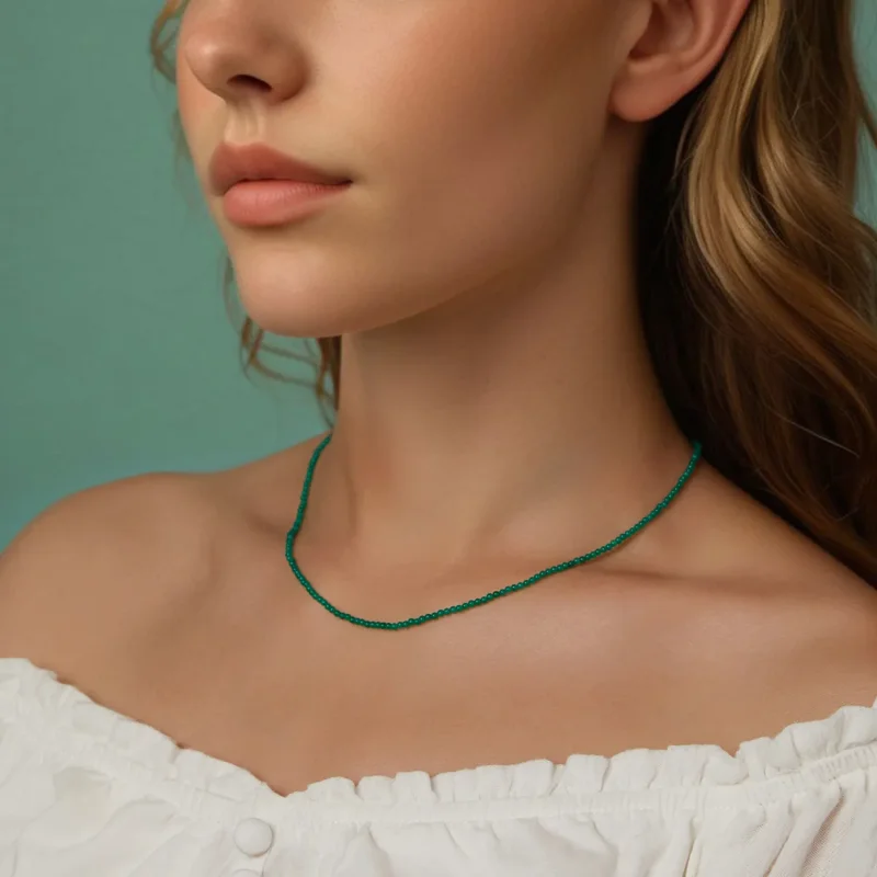 (kép) PANDORA Style Green achát kulcscsont nyaklánc - BSN403 - Megtekintés 8
