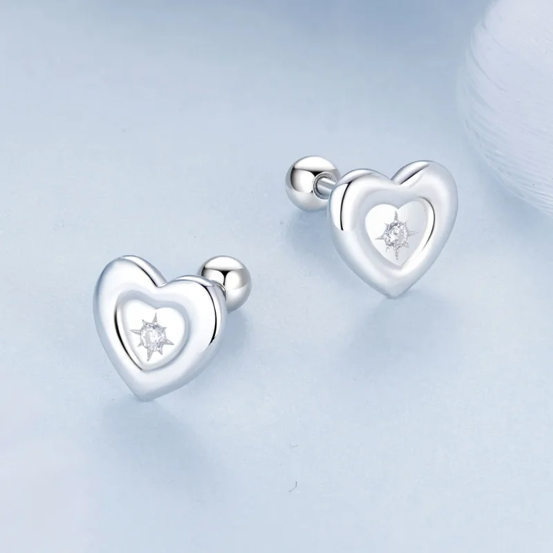 (kép) PANDORA Style Heart Starburst fülbevaló - BSE1045 - Megtekintés 3