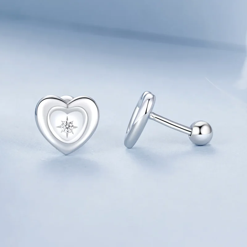 (kép) PANDORA Style Heart Starburst fülbevaló - BSE1045 - Megtekintés 4