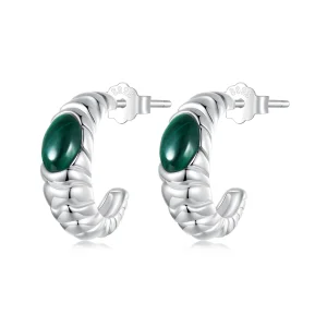 PANDORA Style malachit fülbevaló - BSE1057 (kép) PANDORA Style malachit fülbevaló - BSE1057