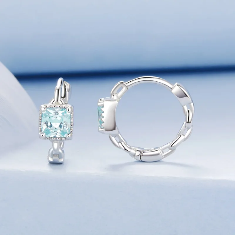 (kép) PANDORA Style Navy Princess Square fülbevaló - BSE1100 - Megtekintés 2