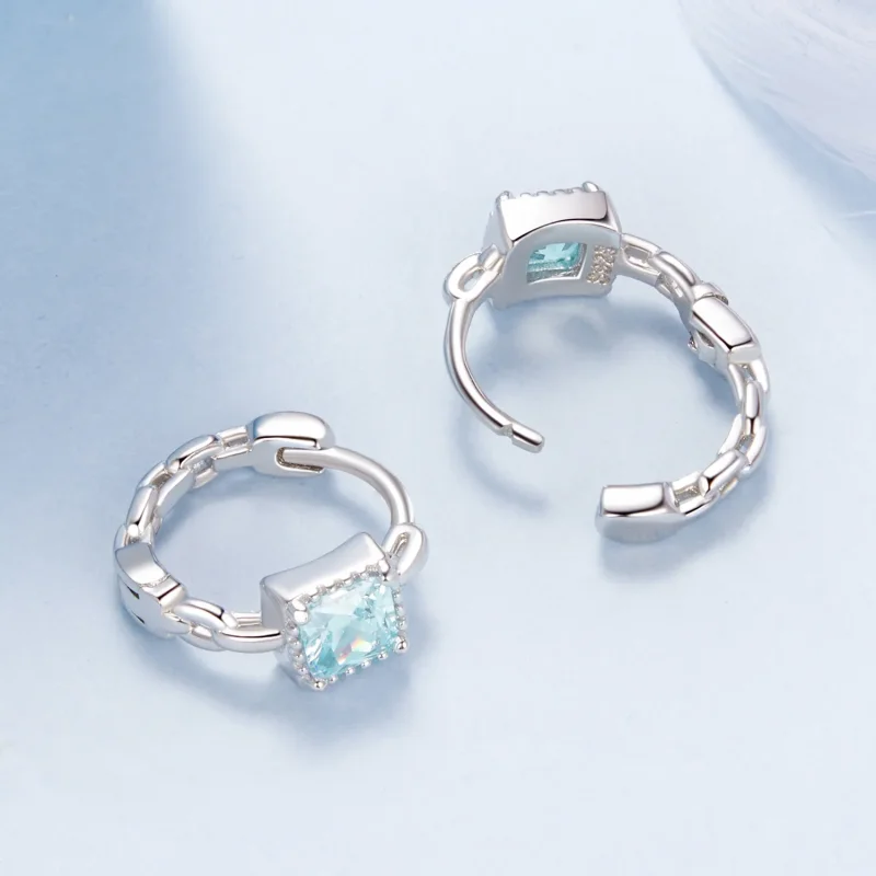 (kép) PANDORA Style Navy Princess Square fülbevaló - BSE1100 - Megtekintés 3