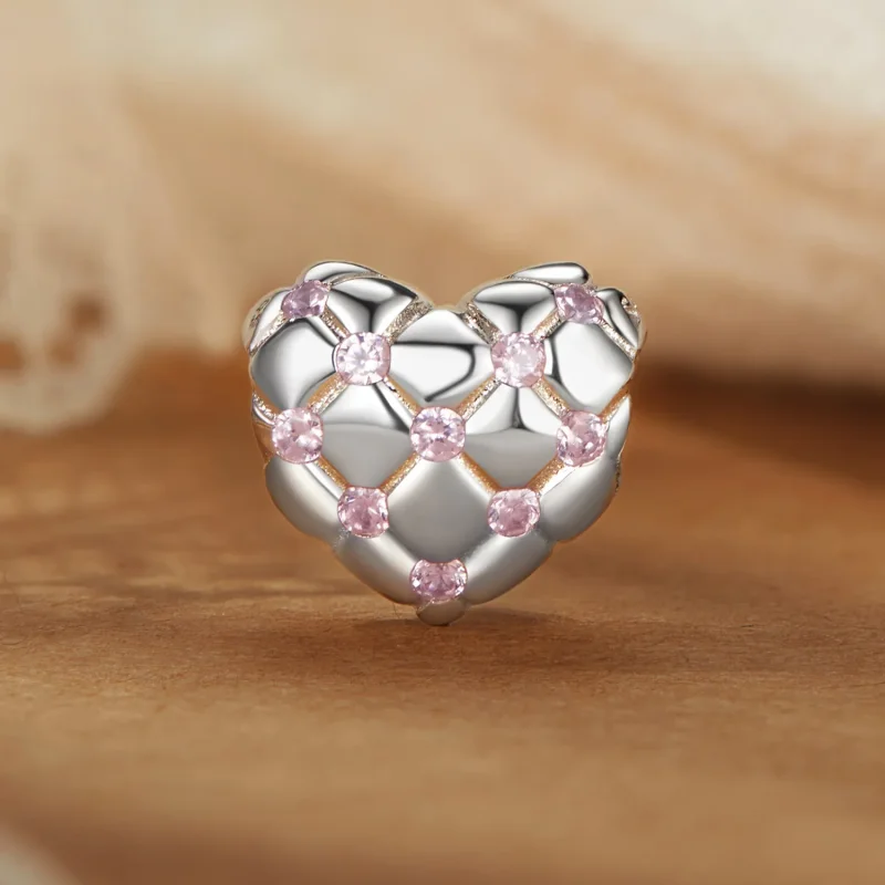 (kép) PANDORA Style Pink gyémánt szívgyöngy - BSC1054 - Megtekintés 2