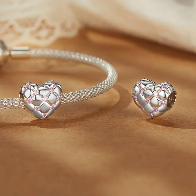 (kép) PANDORA Style Pink gyémánt szívgyöngy - BSC1054 - Megtekintés 4