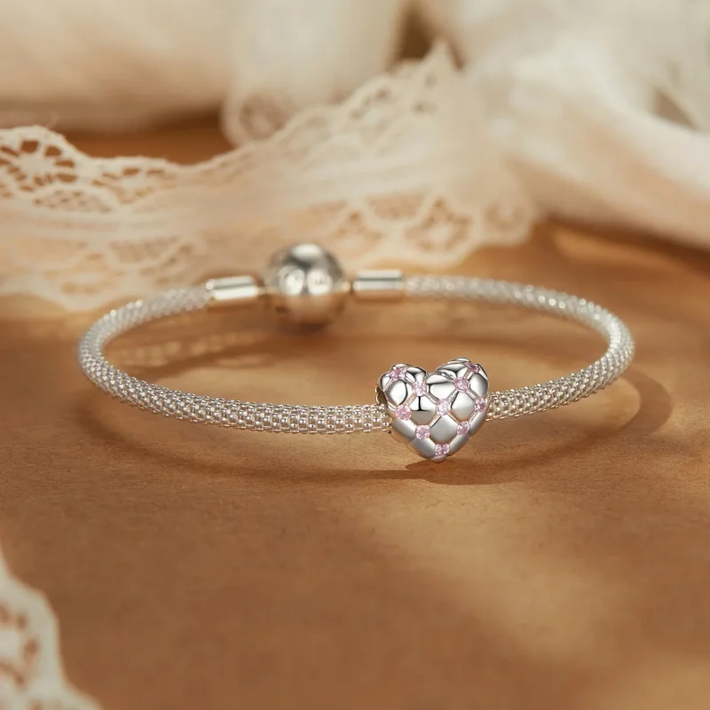 (kép) PANDORA Style Pink gyémánt szívgyöngy - BSC1054 - Megtekintés 5