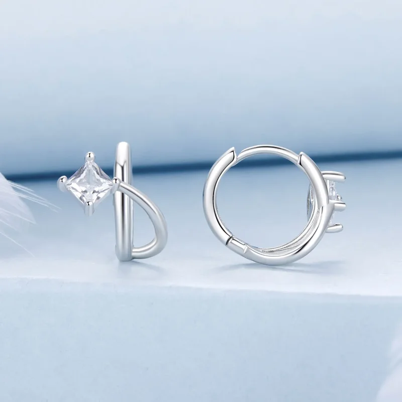 (kép) PANDORA Style Square cirkónium kétrétegű fülcsipesz - BSE1052 - Megtekintés 2