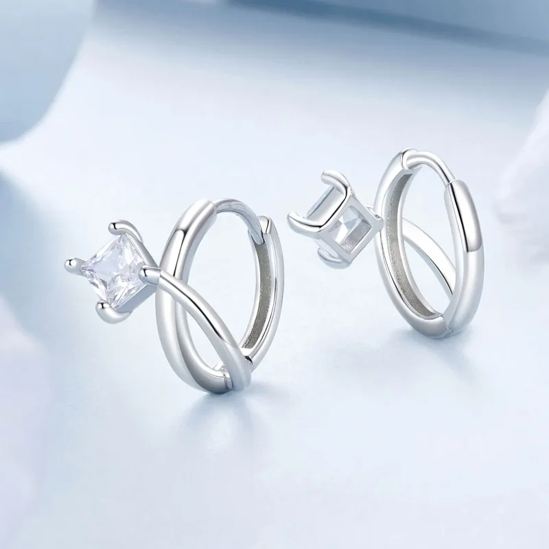 (kép) PANDORA Style Square cirkónium kétrétegű fülcsipesz - BSE1052 - Megtekintés 3