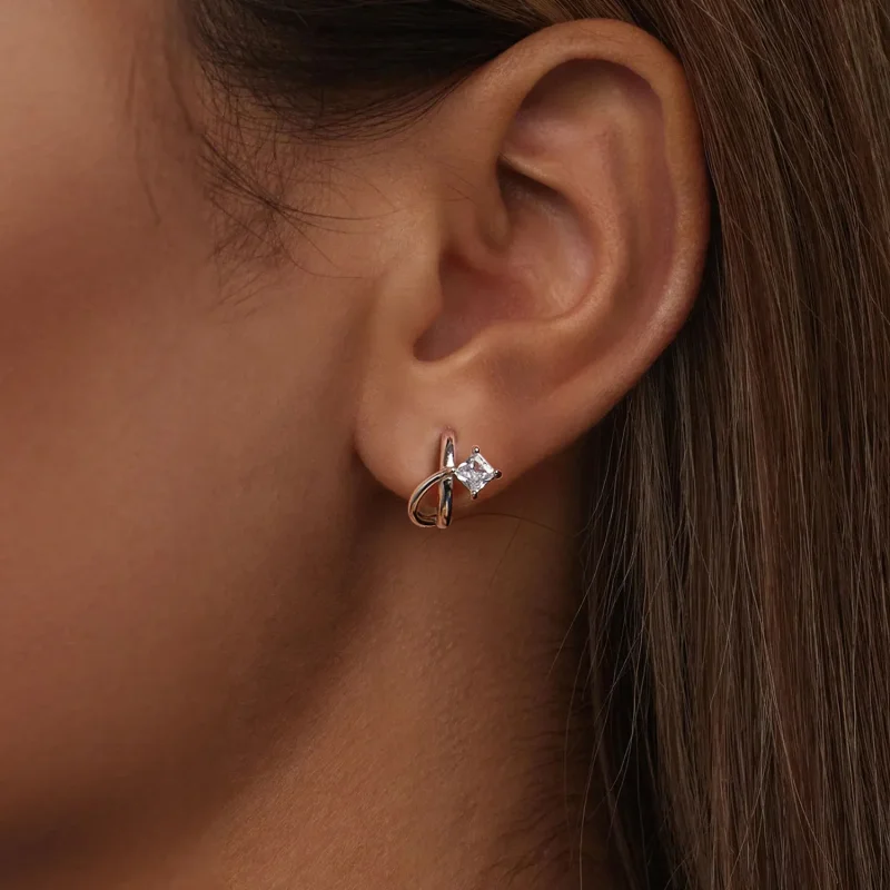 (kép) PANDORA Style Square cirkónium kétrétegű fülcsipesz - BSE1052 - Megtekintés 6
