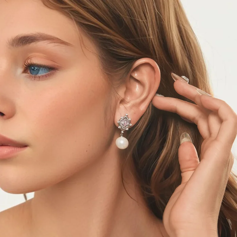 (kép) PANDORA Style Starlight rózsaszín fülbevaló - YIE246 - Megtekintés 8