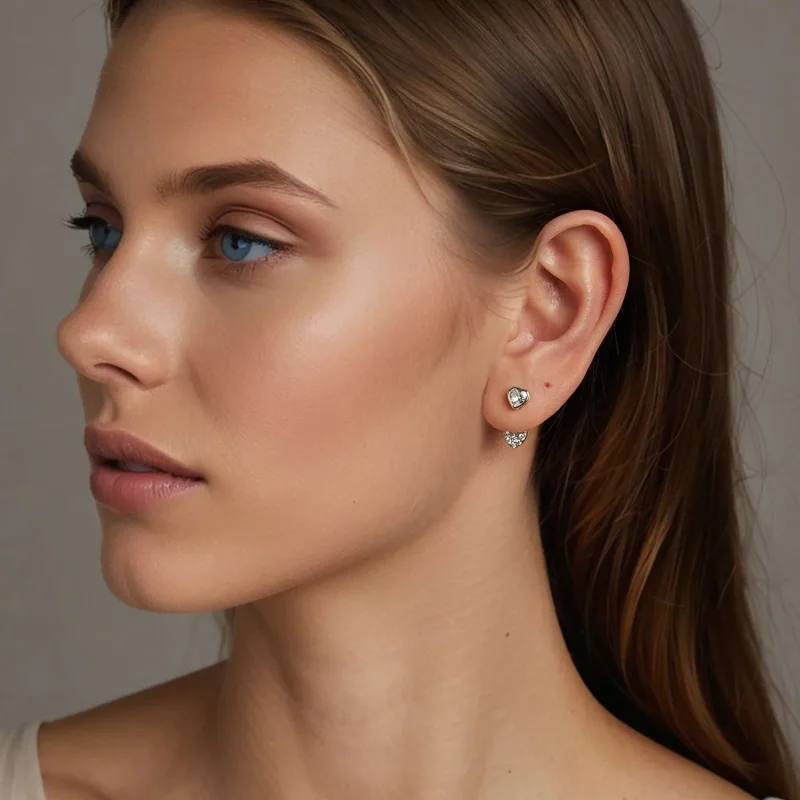 (kép) PANDORA Style Szív alakú első és hátsó fülbevaló - BSE1043 - Megtekintés 7