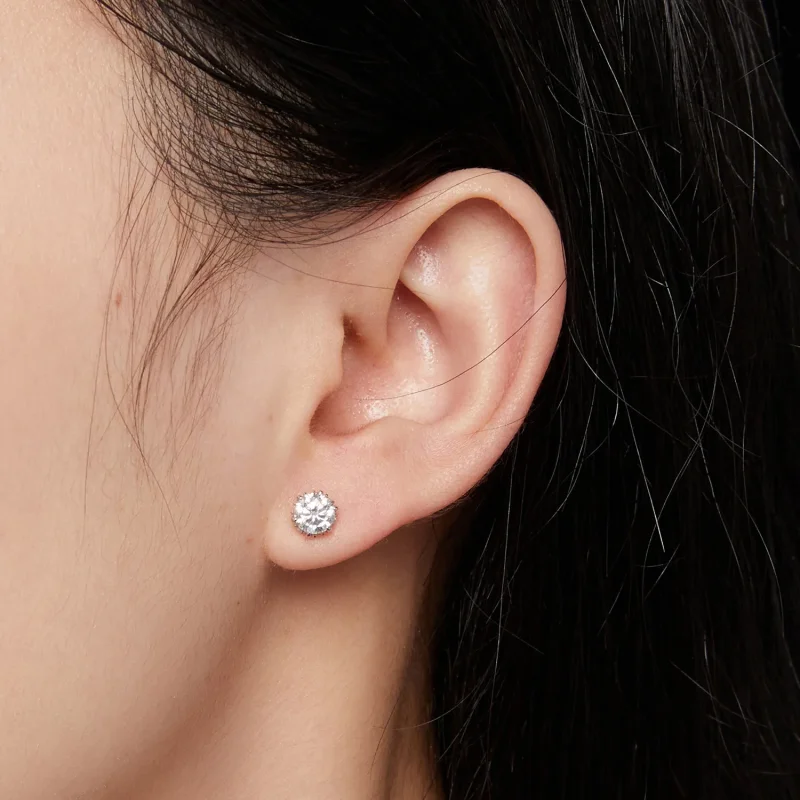 (kép) Pandora stílusú 0,5 karátos Moissanite fülbevaló - MSE020-S - Megtekintés 4