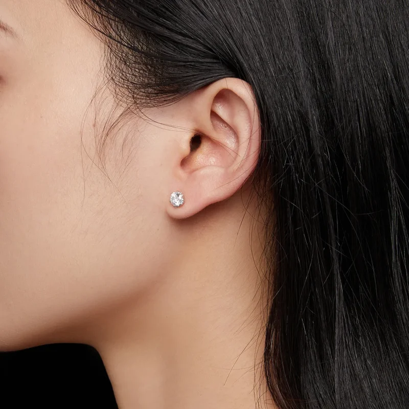 (kép) Pandora stílusú 0,5 karátos Moissanite fülbevaló - MSE020-S - Megtekintés 5