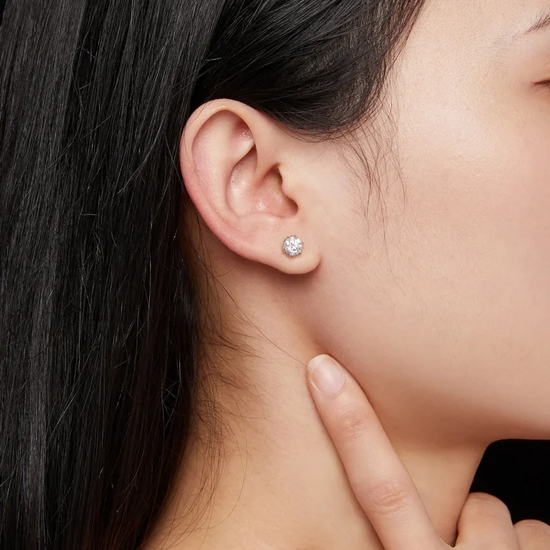 (kép) Pandora stílusú 0,5 karátos Moissanite fülbevaló - MSE020-S - Megtekintés 6