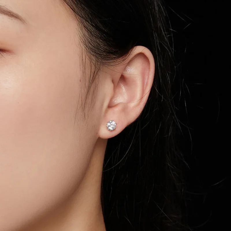 (kép) Pandora stílusú 0,5 karátos Moissanite fülbevaló - MSE020-S - Megtekintés 7