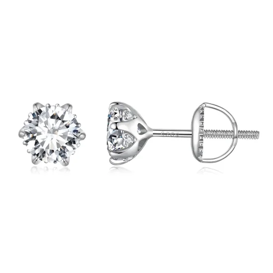 (kép) Pandora stílusú 0,5 karátos Moissanite fülbevaló - MSE020-S