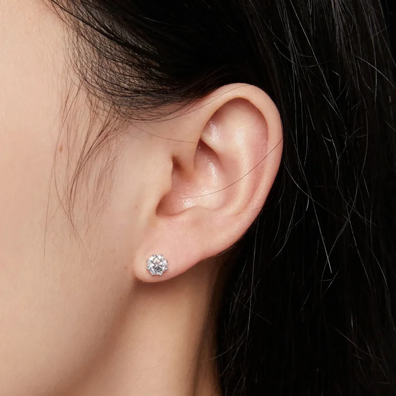 (kép) Pandora stílusú 0,5 karátos Moissanite karikafülbevalók - MSE019-S - Megtekintés 4
