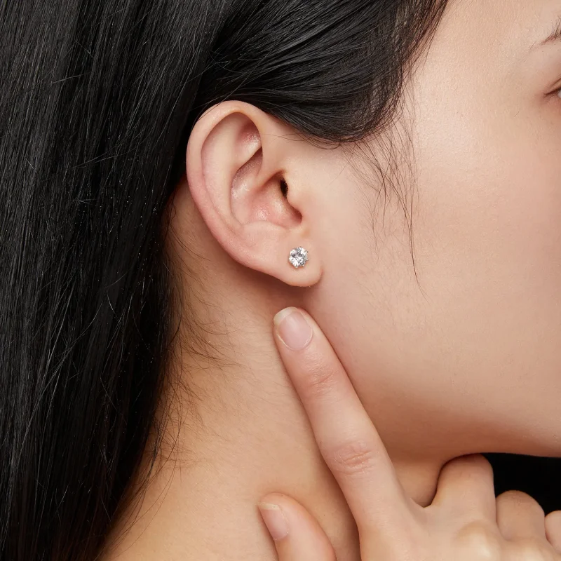 (kép) Pandora stílusú 0,5 karátos Moissanite karikafülbevalók - MSE019-S - Megtekintés 6