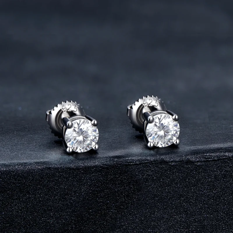 (kép) Pandora stílusú 0,5 karátos négykaromos moissanite fülbevalók - MSE003-S - Megtekintés 2