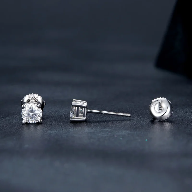 (kép) Pandora stílusú 0,5 karátos négykaromos moissanite fülbevalók - MSE003-S - Megtekintés 3