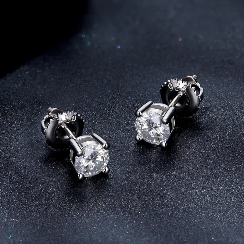 (kép) Pandora stílusú 0,5 karátos négykaromos moissanite fülbevalók - MSE003-S - Megtekintés 4