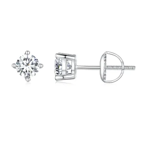 Pandora stílusú 0,5 karátos négykaromos moissanite fülbevalók - MSE003-S (kép) Pandora stílusú 0,5 karátos négykaromos moissanite fülbevalók - MSE003-S