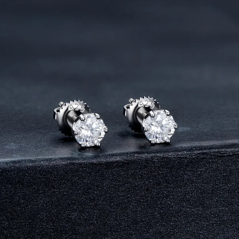 (kép) Pandora stílusú 0,5 karátos négykaromos Moissanite fülbevalók - MSE004-S - Megtekintés 2