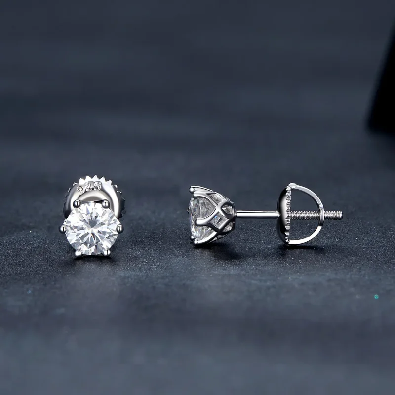 (kép) Pandora stílusú 0,5 karátos négykaromos Moissanite fülbevalók - MSE004-S - Megtekintés 3