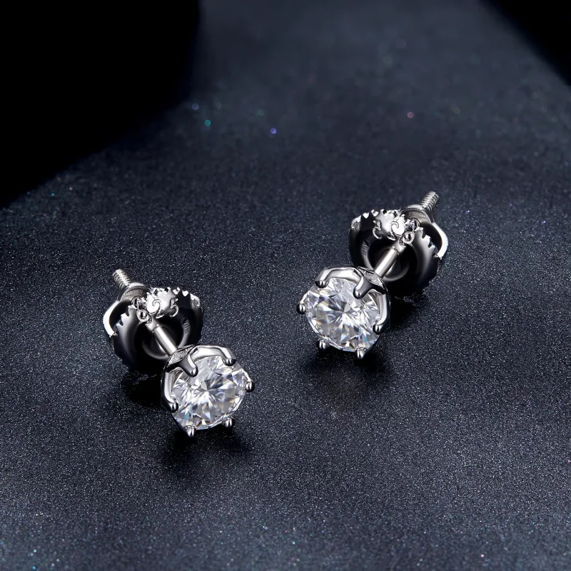 (kép) Pandora stílusú 0,5 karátos négykaromos Moissanite fülbevalók - MSE004-S - Megtekintés 4