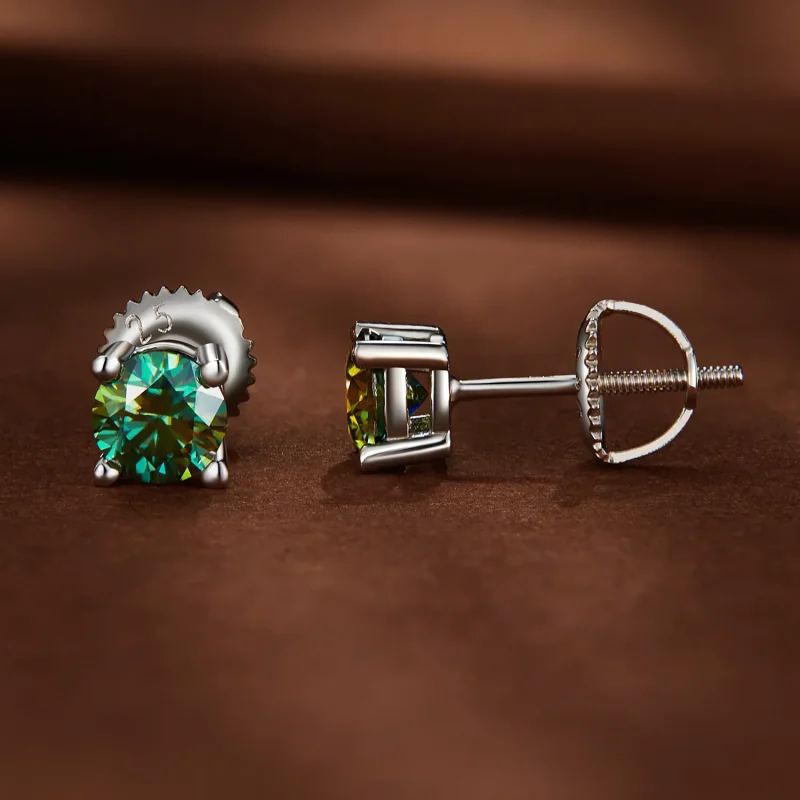(kép) Pandora stílusú 0,5 karátos négyszögletes foglalatú moissanite fülbevalók - MSE0 - Megtekintés 2