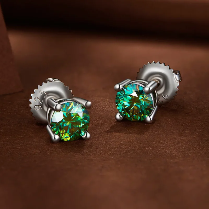 (kép) Pandora stílusú 0,5 karátos négyszögletes foglalatú moissanite fülbevalók - MSE0 - Megtekintés 3