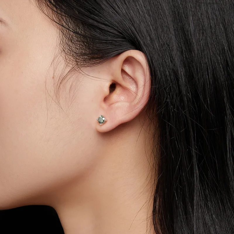 (kép) Pandora stílusú 0,5 karátos négyszögletes foglalatú moissanite fülbevalók - MSE0 - Megtekintés 5