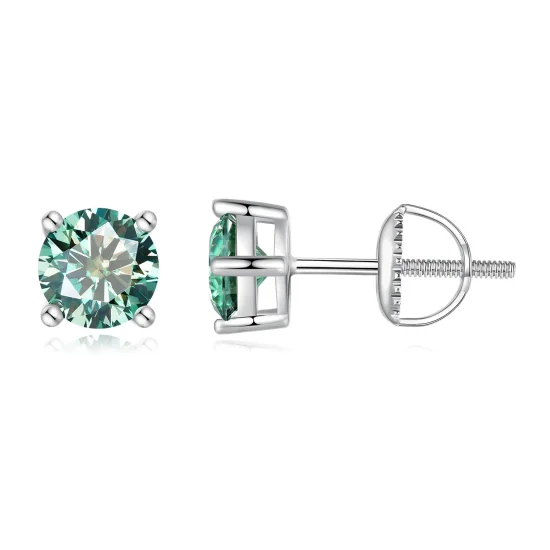 (kép) Pandora stílusú 0,5 karátos négyszögletes foglalatú moissanite fülbevalók - MSE003-CFS